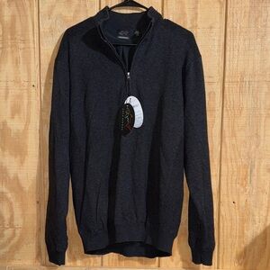 Greg Norman Collection Dark Gray WeatherKnit Zip-Up Sweater